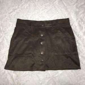 American Eagle Button-Up Suede Skirt
